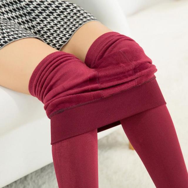 YGYEEG Women Pants Candy Colors Women Pants Plus Velvet Thick Warm Leggings For Winter Ladies Super Elastic Women's Clothing