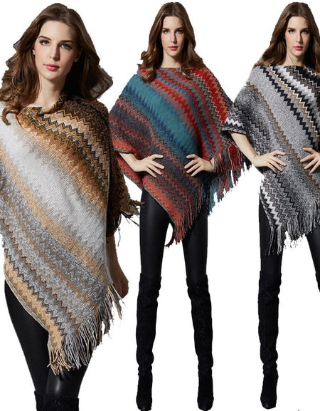 Autumn And Winter in Europe And America Plus-size Womens Clothing Sleeve Sweater Base Shirt Cloak Sweater